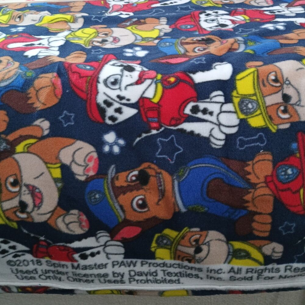 Paw Patrol Fleece Fabric 2018 Licensed Marshall Chase Rubble Navy 1 Yard x 60"